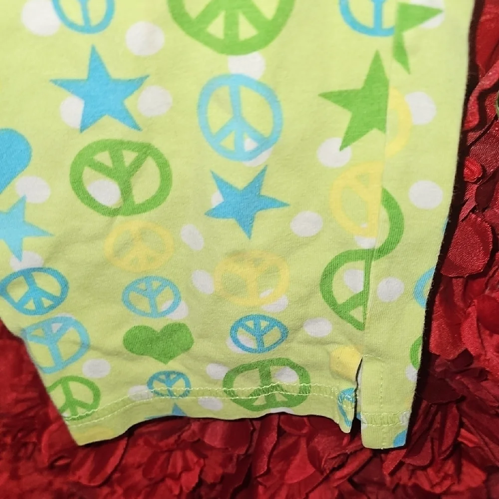 Okie Dokie Girls Colorful Peace Sign Capri Pajama Leggings Size 5